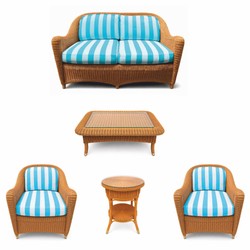 Casa Padrino Luxury Rattan Living Room Set - 1 Sofa & 2 Armchairs & 1 Coffee Table & 1 Side Table - Hotel Furniture - Luxury Furniture Casa Padrino Luxury Rattan Living Room Set - 1 Sofa & 2 Armchairs & 1 Coffee Table & 1 Side Table - Hotel Furniture - Luxury Furniture
