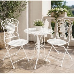 Casa Padrino Art Nouveau Metal Garden Furniture Set White - 1 Bar Table & 2 Bar Stools - Nostalgic Garden Furniture - Art Nouveau Garden Furniture