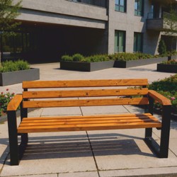 Casa Padrino banco de parque con respaldo y reposabrazos marrón / negro 200 cm - Banco urbano - Banco de jardín - Banco de exterior