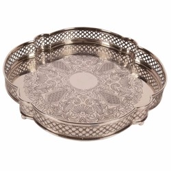 Casa Padrino bandeja de servir barroco de latón plata 39 cm - Accesorios de decoración barroco - Accesorios para hostelería