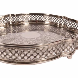 Casa Padrino bandeja de servir barroco de latón plata 39 cm - Accesorios de decoración barroco - Accesorios para hostelería