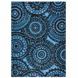 Casa Padrino alfombra de lujo azul / negro 300 x 200 cm - Alfombra rectangular de lana - Alfombra de salón - Alfombra de hotel