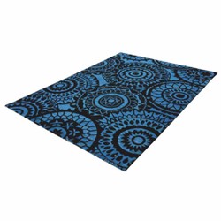 Casa Padrino alfombra de lujo azul / negro 300 x 200 cm - Alfombra rectangular de lana - Alfombra de salón - Alfombra de hotel