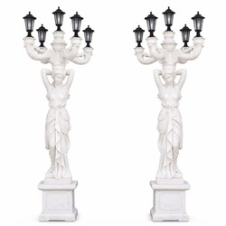 Jugendstil Marmor Außenstehleuchten Set Weiß Schwarz