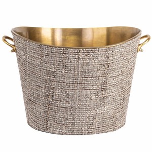 Casa Padrino Luxus Champagnerkühler Beige / Messing 37 cm - Luxus Weinkühler - Gastronomie Accessoires - Hotel Accessoires - Luxus Accessoires