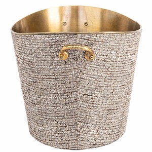Casa Padrino Luxus Champagnerkühler Beige / Messing 37 cm - Luxus Weinkühler - Gastronomie Accessoires - Hotel Accessoires - Luxus Accessoires