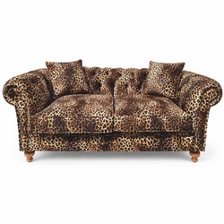 Casa Padrino divano di lusso con stampa leopardata beige / marrone 190 cm - Divano per soggiorno - Mobili per soggiorno - Mobili di lusso