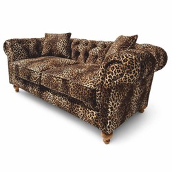 Casa Padrino divano di lusso con stampa leopardata beige / marrone 190 cm - Divano per soggiorno - Mobili per soggiorno - Mobili di lusso
