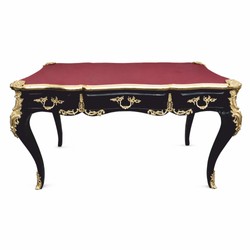 Prunkvoller Barock Schreibtisch Sekretär Schwarz Gold Bordeauxrot