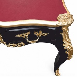 Prunkvoller Barock Schreibtisch Sekretär Schwarz Gold Bordeauxrot