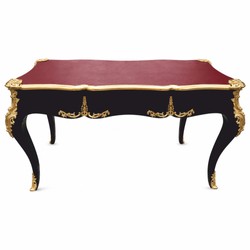 Prunkvoller Barock Schreibtisch Sekretär Schwarz Gold Bordeauxrot