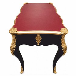 Prunkvoller Barock Schreibtisch Sekretär Schwarz Gold Bordeauxrot