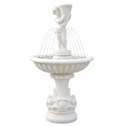 Casa Padrino baroque garden fountain with water jet ring white Ø 92 x H. 167 cm - Magnificent baroque garden fountain - Baroque garden décor