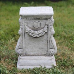 Casa Padrino Baroque Style Garden Column Grey H. 30 cm - Magnificent Baroque Garden Column - Decorative Garden Column - Baroque Garden & Patio Decor