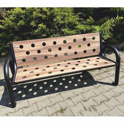 Casa Padrino panca da parco con schienale e braccioli naturale / marrone / nero 192 cm - Panca urbana - Panca da giardino - Panca da esterno