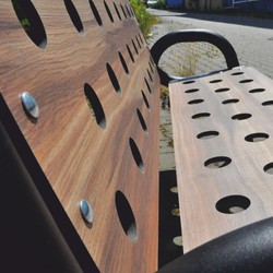 Casa Padrino panca da parco con schienale e braccioli naturale / marrone / nero 192 cm - Panca urbana - Panca da giardino - Panca da esterno