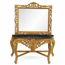 Casa Padrino consolle con specchio barocco con piano in marmo oro / nero - Magnifico mobile guardaroba barocco - Elegante e sontuoso