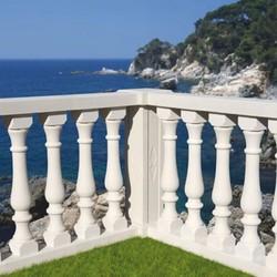Casa Padrino balustrade baroque avec colonne blanc crème 128 x 28 x H. 101 cm - Garde-corps baroque - Accessoires de décoration de jardin et terrasse