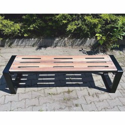 Casa Padrino Park Bench Natural / Brown / Black 192 cm - City Bench - Garden Bench - Outdoor Bench - Outdoor Furniture - City Furniture