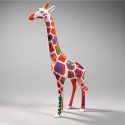 Casa Padrino escultura decorativa de jardín jirafa blanco / rojo / multicolor Al. 205 cm - Figura grande de jardín - Figura de animal de jardín