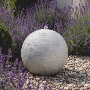 Casa Padrino fuente esférica gris Ø 60 x Al. 55 cm - Fuente redonda - Accesorios de decoración de jardín y patio