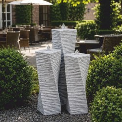 Casa Padrino conjunto de 3 fuentes decorativas de jardín columna gris Al. 120 cm - Accesorios de jardín - Accesorios de patio