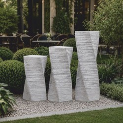Casa Padrino conjunto de 3 fuentes decorativas de jardín columna gris Al. 120 cm - Accesorios de jardín - Accesorios de patio