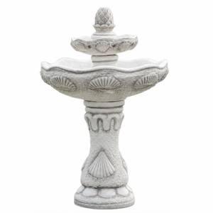 Casa Padrino Fuente Barroco Gris Ø 57 x Al. 100 cm - Magnífica Fuente de Jardín - Decoración de Jardín y Terraza de Estilo Barroco