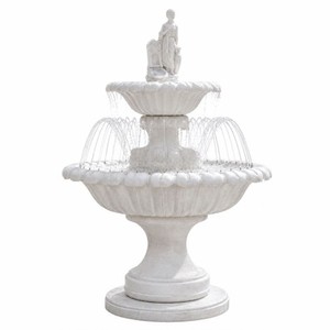 Casa Padrino Fuente Art Nouveau con Anillo de Chorro de Agua Blanco Al. 240 cm - Fuente Redonda de Jardín - Elegante y Magnífica