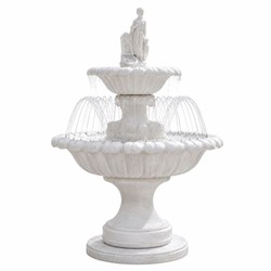 Casa Padrino Art Nouveau Fountain with Water Jet Ring White H. 240 cm - Round Garden Fountain - Elegant & Grand