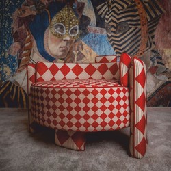Casa Padrino fauteuil de luxe rouge / blanc 96 cm - Fauteuil de salon - Fauteuil d'hôtel - Mobilier de salon - Mobilier d'hôtel - Mobilier de luxe