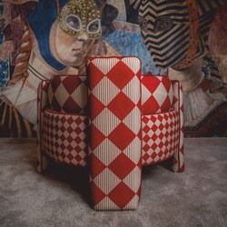 Casa Padrino fauteuil de luxe rouge / blanc 96 cm - Fauteuil de salon - Fauteuil d'hôtel - Mobilier de salon - Mobilier d'hôtel - Mobilier de luxe
