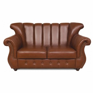 Casa Padrino Luxury Leather 2-Seater Sofa Brown / Dark Brown 150 cm - Living Room Sofa - Office Sofa - Genuine Leather Furniture - Luxury Furniture

