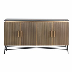 Luxus Sideboard mit 4 Türen und Marmorplatte Gold Schwarz