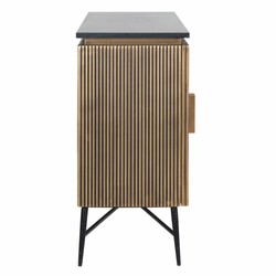 Luxus Sideboard mit 4 Türen und Marmorplatte Gold Schwarz