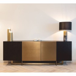 Casa Padrino Luxury Sideboard with 4 Doors Black / Brass 220 cm - Luxury Furniture - Luxury Interior