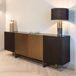Casa Padrino Luxury Sideboard with 4 Doors Black / Brass 220 cm - Luxury Furniture - Luxury Interior
