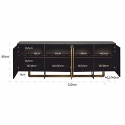 Casa Padrino Luxury Sideboard with 4 Doors Black / Brass 220 cm - Luxury Furniture - Luxury Interior