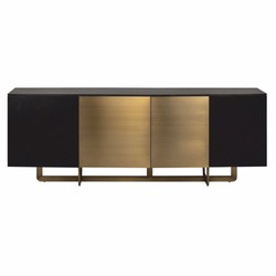 Casa Padrino Luxury Sideboard with 4 Doors Black / Brass 220 cm - Luxury Furniture - Luxury Interior
