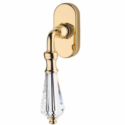 Luxus Barock Fenstergriff Fensterklinke mit Kristallglas Gold