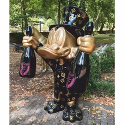 Casa Padrino escultura decorativa XXL pato negro / oro A. 170 cm - Figura decorativa XXL - Escultura de jardín - Figura de jardín