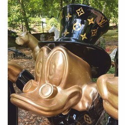 Casa Padrino escultura decorativa XXL pato negro / oro A. 170 cm - Figura decorativa XXL - Escultura de jardín - Figura de jardín