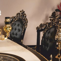 Casa Padrino sedia da pranzo barocco di lusso nero / oro A. 110 cm - Sedia in stile barocco fatto a mano - Mobili barocco per sala da pranzo