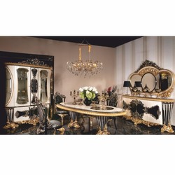 Casa Padrino sedia da pranzo barocco di lusso nero / oro A. 110 cm - Sedia in stile barocco fatto a mano - Mobili barocco per sala da pranzo