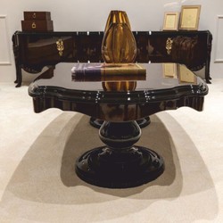 Prunkvoller Luxus Barock Massivholz Couchtisch Wohnzimmertisch Dunkelbraun