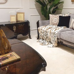 Prunkvoller Luxus Barock Massivholz Couchtisch Wohnzimmertisch Dunkelbraun