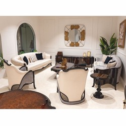 Prunkvoller Luxus Barock Massivholz Couchtisch Wohnzimmertisch Dunkelbraun