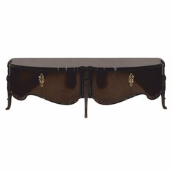 Luxus Barock Massivholz TV Schrank Dunkelbraun Gold