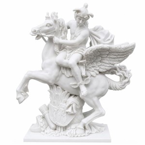 Casa Padrino sculpture en marbre mercure volant blanc H. 115 cm - Messager des dieux de la rome antique - Figurine décorative de jardin
