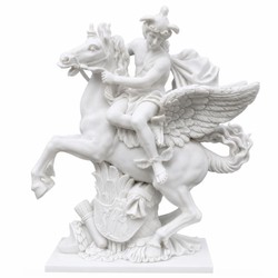Casa Padrino Marble Sculpture Flying Mercury White H. 115 cm - Ancient Roman Messenger of the Gods - Garden Decorative Figure